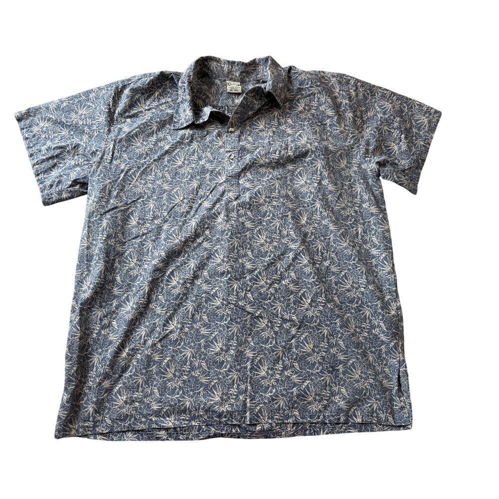 Go Barefoot Hawaiian Print shirt size 3XL TALL; Short Sleeves; Blue & Tan